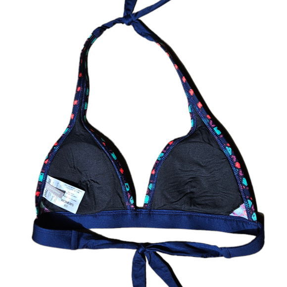 Patagonia Geometric Print Boucau Halter Bikini Top Navy Women's XSmall - Picture 3 of 4